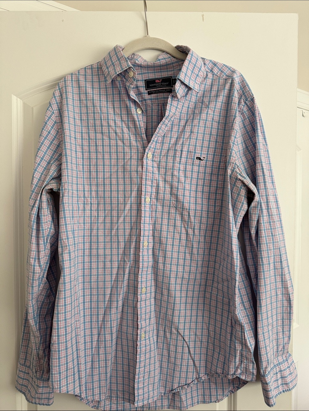 Vineyard Vines Pink & Blue Plaid Button Down Shirt